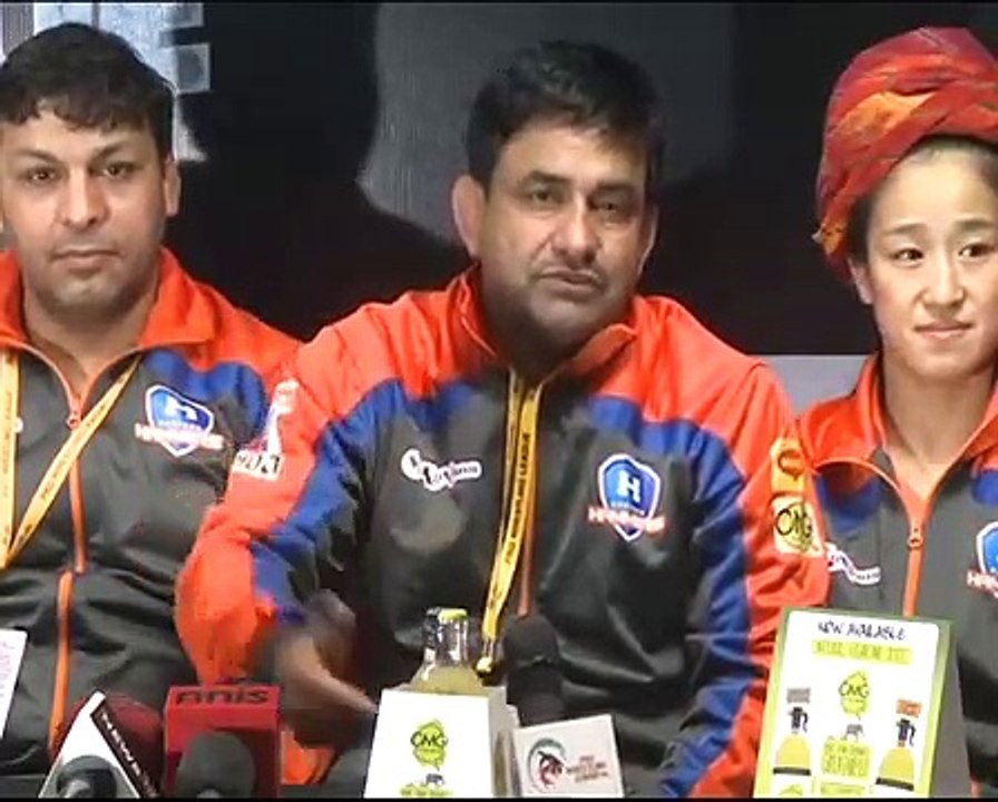 PWL 3 Day 12_ Haryana Hammers Wrestlers briefing the Media after victory against
