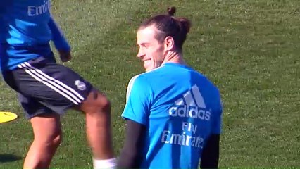 La sonrisa de Gareth Bale en el entrenamiento del Real Madrid