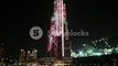 Burj Khalifa megatall skyscraper with night illumination. Burj Khalifa - currently tallest structure and highest skyscraper in the world, 829,8 m or 2,722 ft, Dubai, UAE
