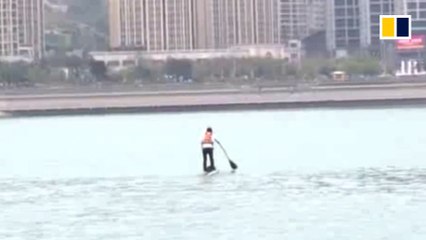 The man who paddles to work