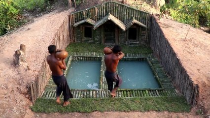 Build Two Swimming Pool infront of The Underground House - SURVIVE IN WILD
