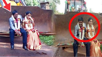 Newly Married Couple Going Procession In JCB Vehicle | Oneindia Telugu