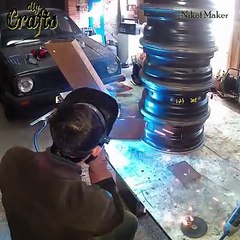 Making a stove using car rims