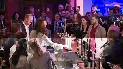 Duke and Duchess of Cambridge pull pints in Belfast