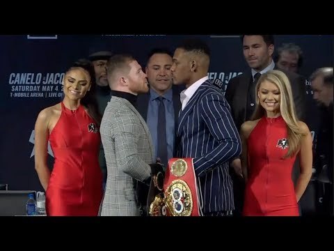 SAUL 'CANELO' ALVAREZ v DANIEL JACOBS - HEAD TO HEAD @ NEW YORK PRESS CONFERENCE / CANELO-JACOBS