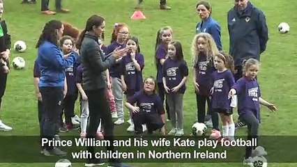 Will and Kate play football with children in Northern Ireland