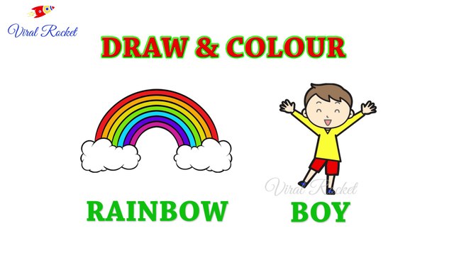 Rainbow Drawing and Colouring for kids | Boy drawing for children | Art Breeze # 8 | Learn Drawing and Colouring for kids | Viral Rocket