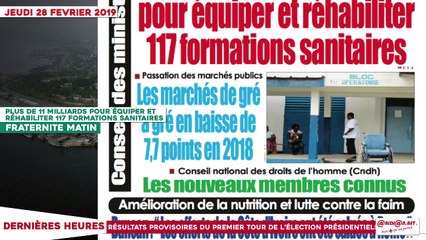 Le Titrologue du 28 Février 2019 : Le lourd secret que Bédié a confié à Soro
