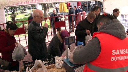 Samsun'da kurulan tanzim satış noktasında ilk gün 11 ton ürün satıldı