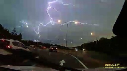 Lightning Storm Caught with Dashcam
