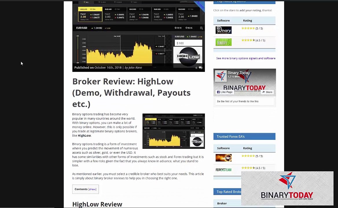 HighLow Binary Options Broker Review 2019 (Demo, Withdrawal, Payouts and etc.) - By BinaryToday