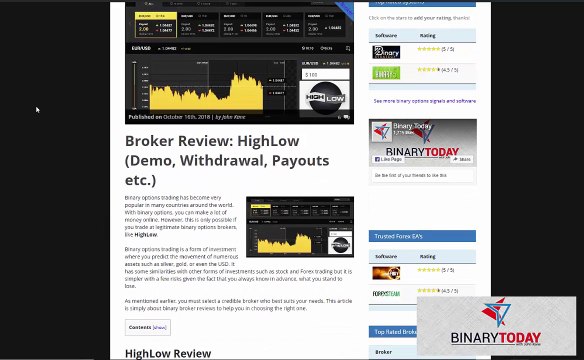 HighLow Binary Options Broker Review 2019 (Demo, Withdrawal, Payouts and etc.) - By BinaryToday