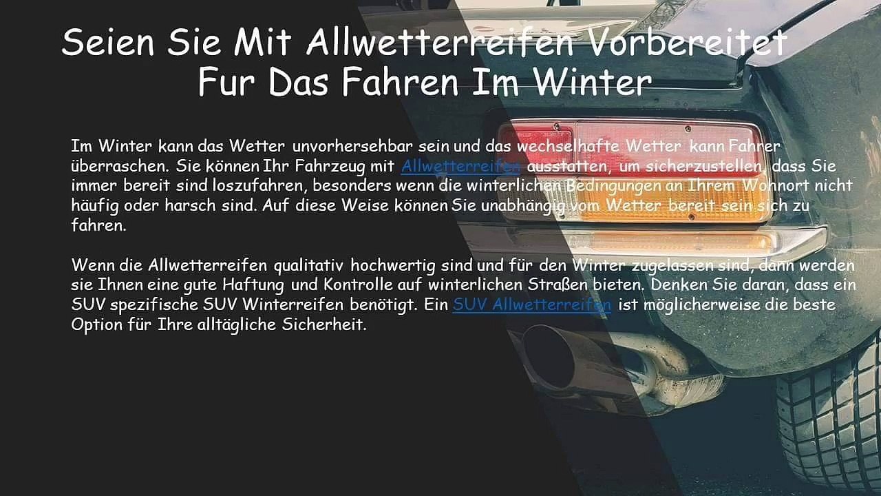 Seien Sie Mit Allwetterreifen Vorbereitet Fur Das Fahren Im Winter