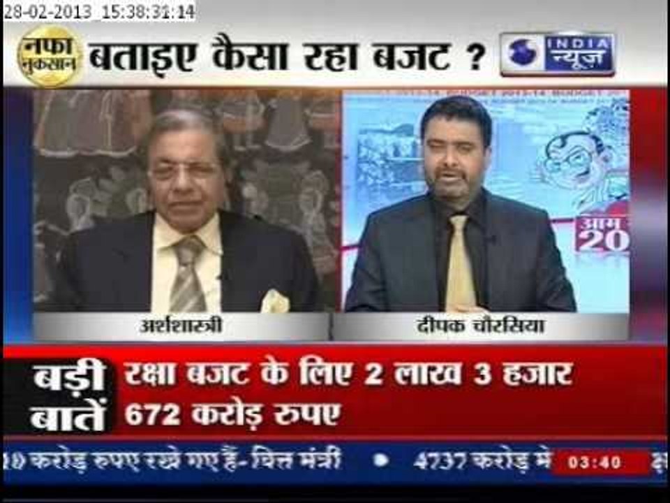 Indian Economist Mr. N.K Singh, talks on the budget 2013.