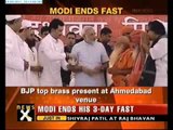 Gujarat CM Narendra Modi ends his three day long fast