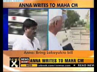 Anna writes letter to Maharashtra CM