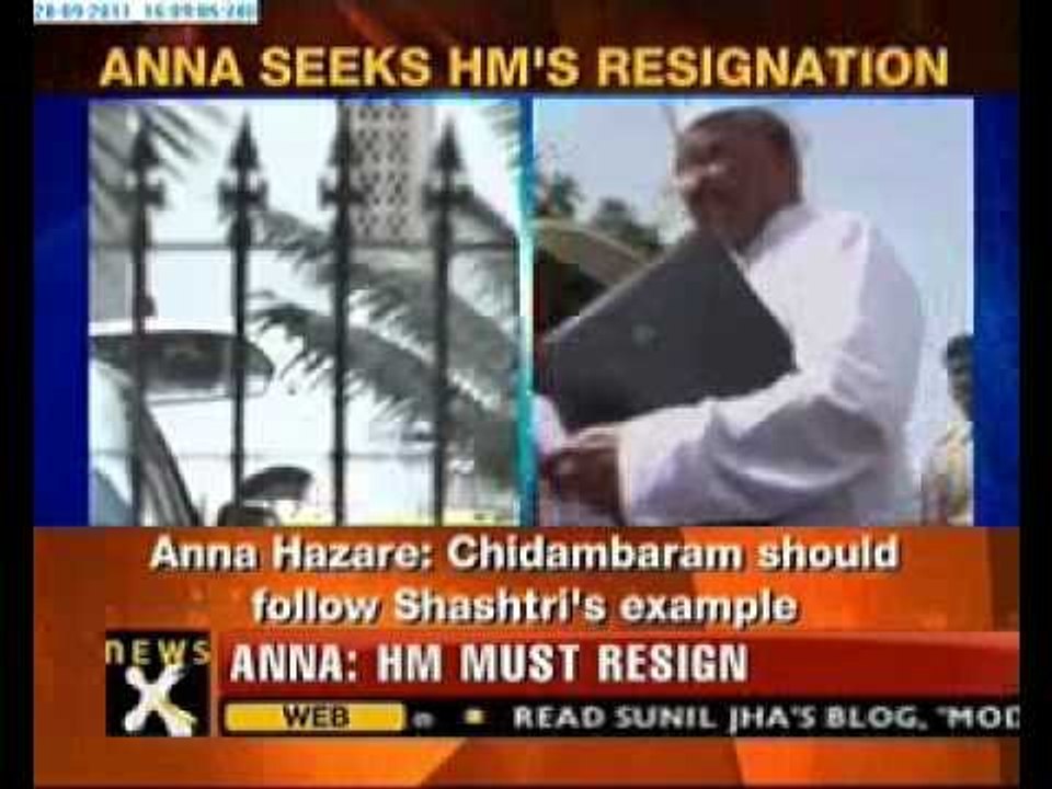 Anna Hazare demands Chidambaram's resignation