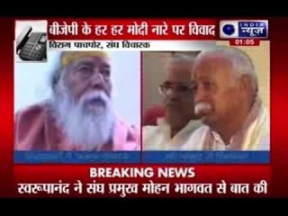 Swaroopanand objects on 'har har Modi' slogan, calls Bhagwat