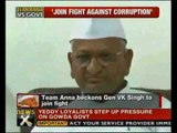 Anna invites Gen Singh to join hands against corruption - NewsX