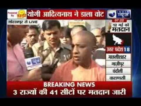 BJP MP Yogi Adityanath casts his vote in Gorakhpur