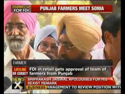 FDI in retail: Farmer leaders meet Sonia Gandhi - NewsX