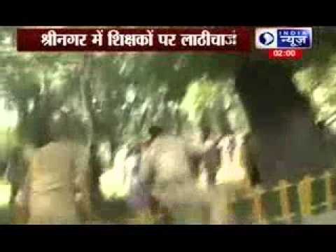 Police lathicharge on teachers in Srinagar in Jammu&Kashmir