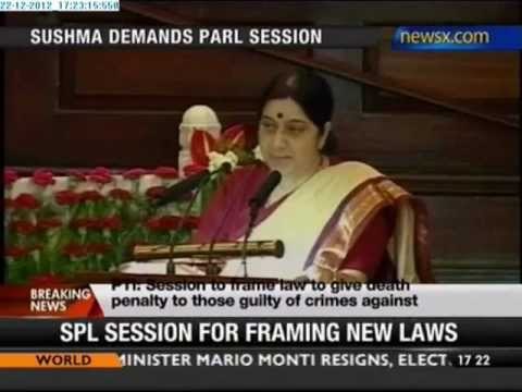 Delhi gangrape: Sushma demands special parliament session