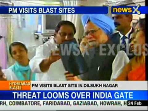 PM visits blast site, meet victims in Hyderabad