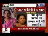 Union minister Nirmala Sitharaman asks questions to AAP