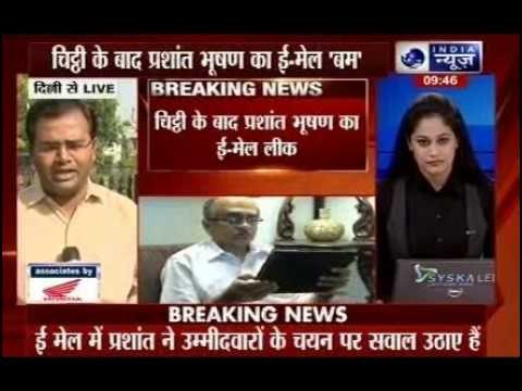 AAP Leader Prashant Bhushan told AAP in emails sent in 2014, Won't be a rubber stamp