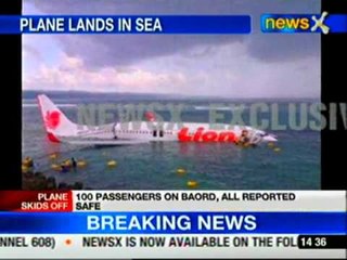Plane skids off runway in Bali, lands in sea