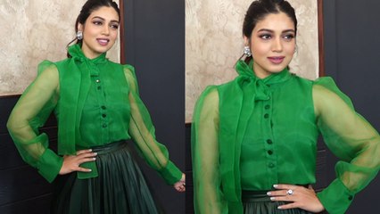 Bhumi Pednekar shines in Green Top at Sonchiraiya promotions after releases; Watch Video | FilmiBeat
