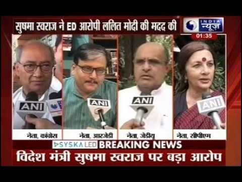 Sushma Swaraj helped ED accused Lalit Modi, Opposition demands resignation