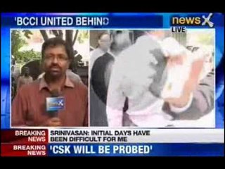 BCCI President Srinivasan addresses the media