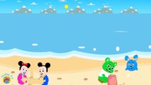 Cartoon Network HD: Adventure Time - Mega Gummy Bear PLAY AT THE BEACH - My Pet Blue Excavator Aruloo Make SAND CASTLE
