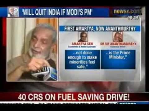 NewsX: Will leave India if Modi becomes PM, says author Ananthamurthy.
