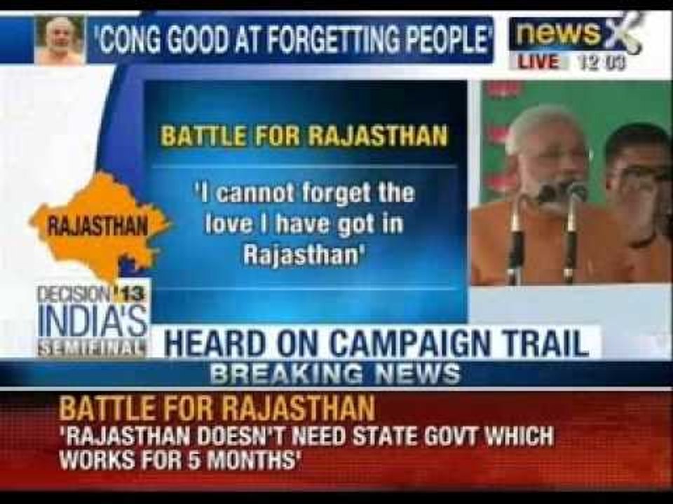 News X: Congress's only job is harrassment of Tribals and Women in Rajasthan - Narendra Modi