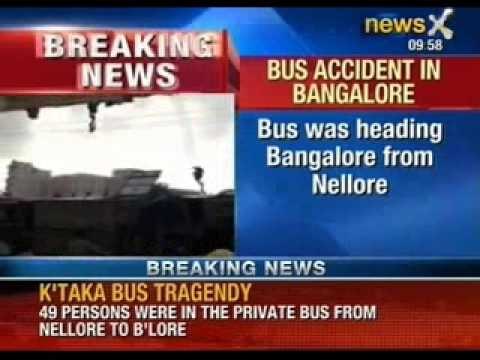 NewsX: Bus accident near Bangalore. Five killed. Driver tried to avoid 6 year old boy