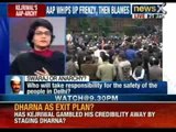 NewsX: Arvind Kejriwal's supporters do violent protest in Delhi ahead of Republic Day.