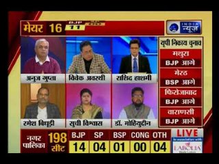 UP नगर निकाय चुनाव 2017 के नतीजों में  मेयर की 12 सीटों पर बीजेपी उम्मीदवार आगे