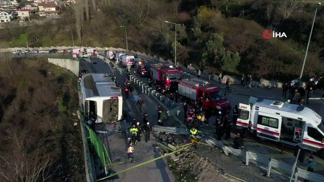 Uludağ'da otobüs devrildi: 9 yaralı... Olay yeri drone ile havadan görüntülendi