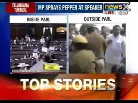 Telangana protest: one MP pulls a knife, another use pepper spray in Parliament