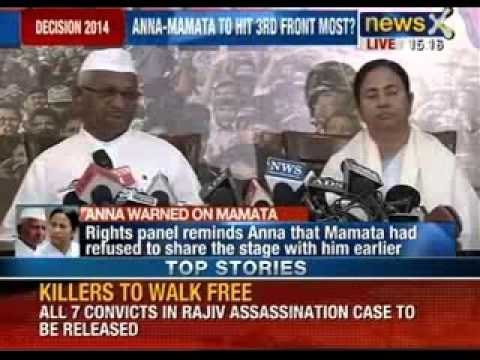 Anna Hazare, Mamata Banerjee jointly address media
