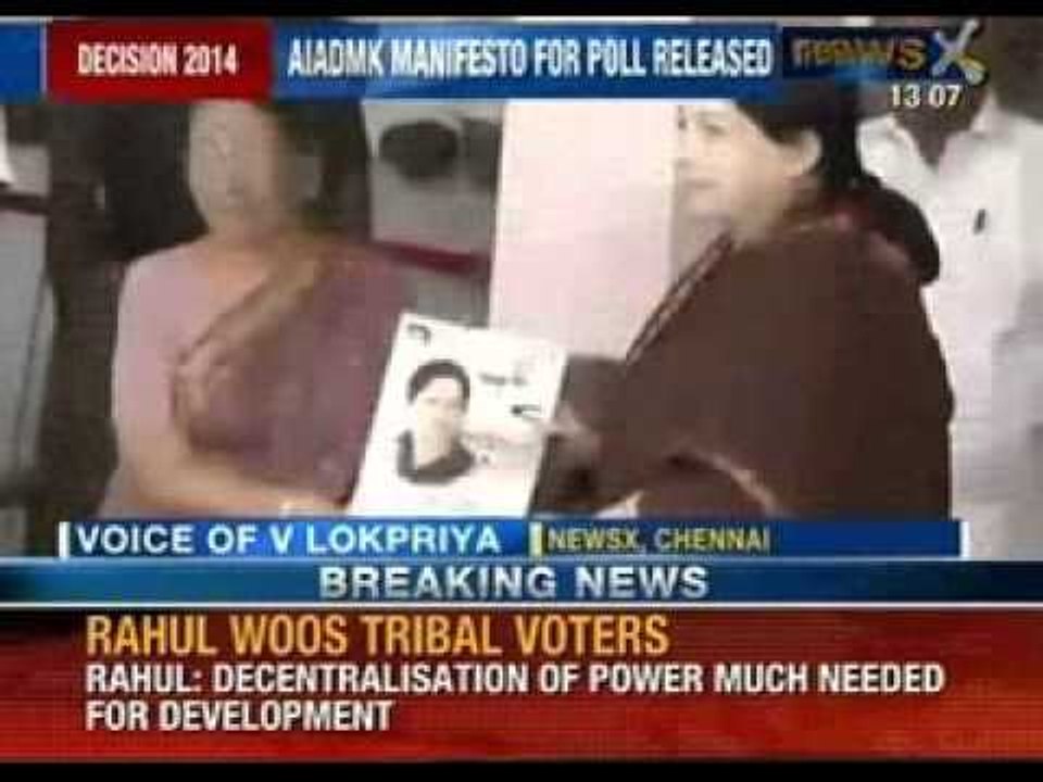 Jayalalithaa releases AIADMK manifesto
