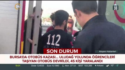 Bursa'da otobüs devrildi: 45 kişi yaralandı
