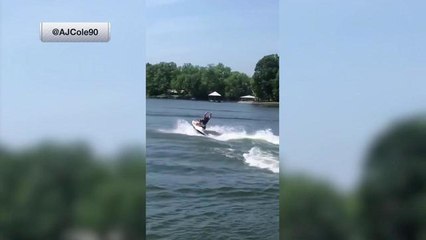 Garrett Bradbury hauls in EPIC jet ski trick shot in Twitter video