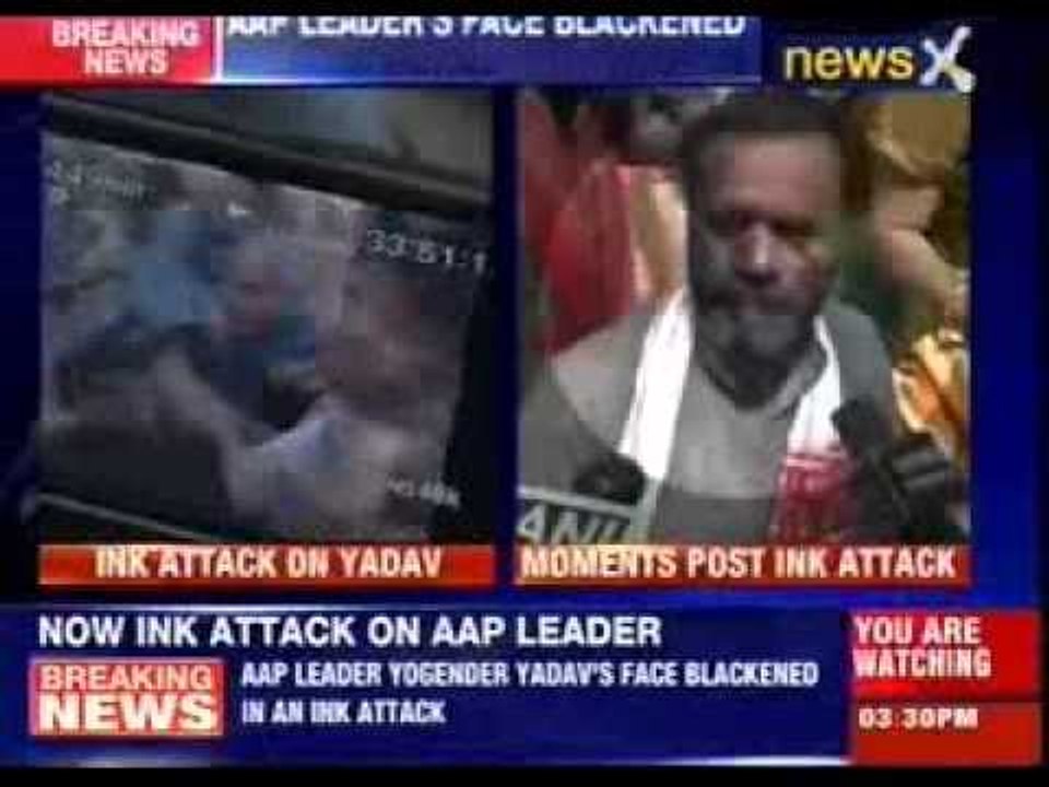 Ink attack on Yogendra Yadav