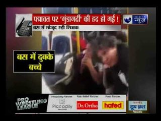 पद्मावत विवाद : पद्मावत के विरोध में गुड़गांव में उपद्रवियों ने बस पर फैंके पत्थर