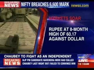 Sensex hits a record high of 22,162 points