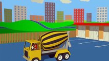 Yellow Construction Machines and Construction of a backyard pool - excavators for Kids - Bajki